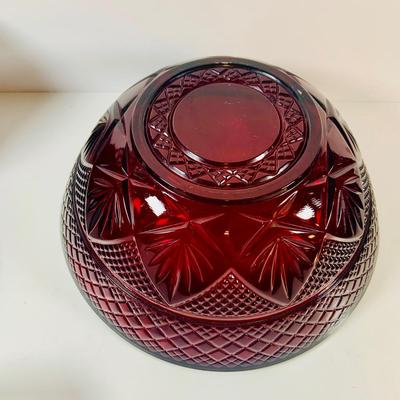 LOT 111: Cristal d’Arques Ruby Red Bowls, Red Plates, and Sugar Bowl and Creamer and More