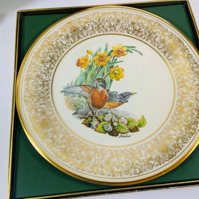 LOT 112: Set of Two (2) Lenox Bird Plates Designed by Edward Marshall Boehm, Lenox Vase and Lenox Cat Figurine