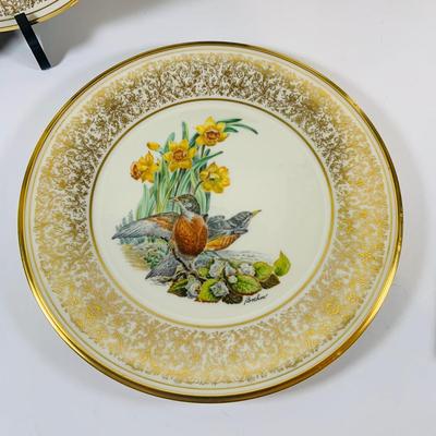 LOT 112: Set of Two (2) Lenox Bird Plates Designed by Edward Marshall Boehm, Lenox Vase and Lenox Cat Figurine
