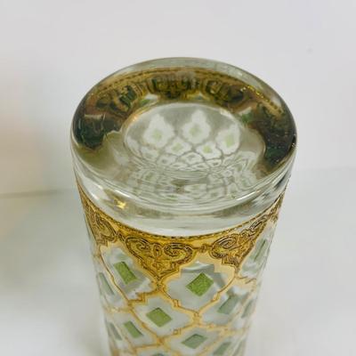 LOT 114: Set of (6) Signed Culvert 22k Gold and Green Valencia High Ball Glasses
