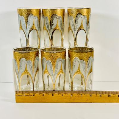 LOT 115: Set of (6) Culver 22 k Gold Lovebird Highball Glasses
