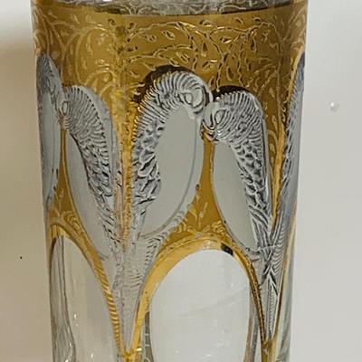 LOT 115: Set of (6) Culver 22 k Gold Lovebird Highball Glasses
