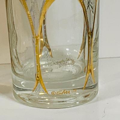 LOT 115: Set of (6) Culver 22 k Gold Lovebird Highball Glasses