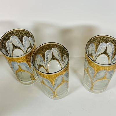 LOT 115: Set of (6) Culver 22 k Gold Lovebird Highball Glasses