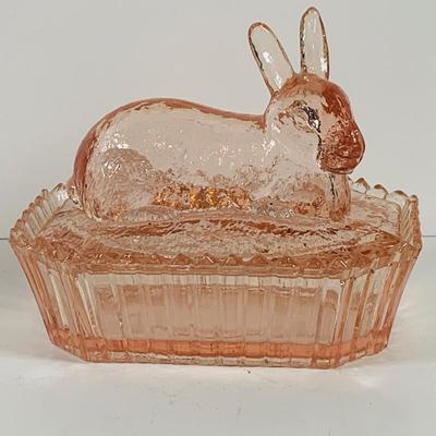 LOT 117: Collection Of Colored Art Glass Pieces Including Fenton Temple Bell, Rabbit on a Nest, Moser Pink Power Jar and More