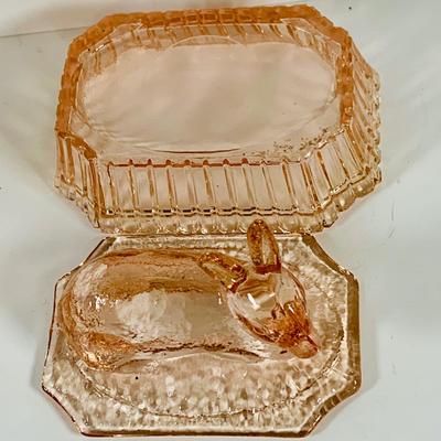 LOT 117: Collection Of Colored Art Glass Pieces Including Fenton Temple Bell, Rabbit on a Nest, Moser Pink Power Jar and More