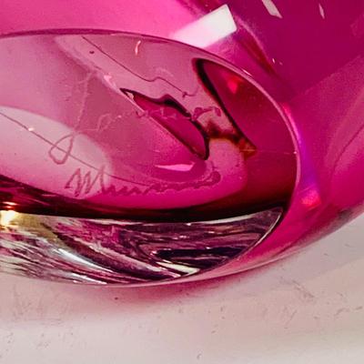 LOT 120: Beautiful Signed Murano Pink Art Glass Dove