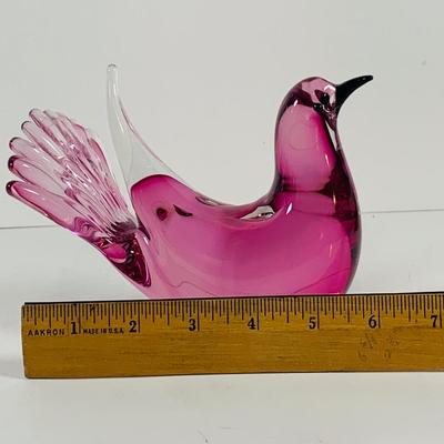 LOT 120: Beautiful Signed Murano Pink Art Glass Dove