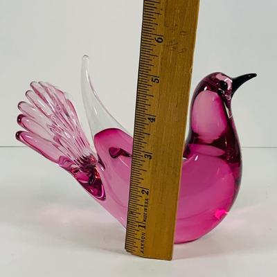 LOT 120: Beautiful Signed Murano Pink Art Glass Dove
