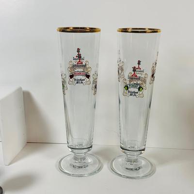 LOT 123: Collection of Vintage Glasses Including a Music Box Chalice and Metal Goblet Shot/Cordial Glasses