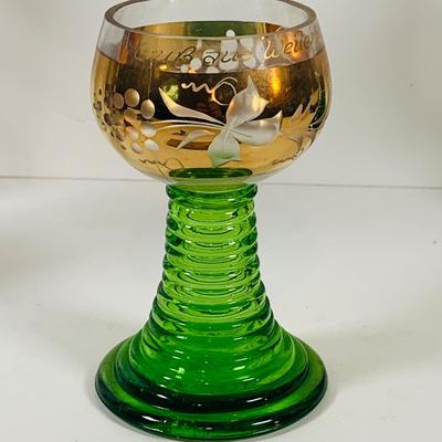 LOT 123: Collection of Vintage Glasses Including a Music Box Chalice and Metal Goblet Shot/Cordial Glasses