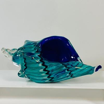 LOT 124: Something Fishy Aquatic Inspired Collection Including a Ceramic Fish Made In Brazil, Art Glass Shell, Two (2) Etched Sea Shells...