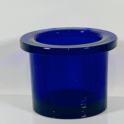 LOT 128: Cobalt Blue Glass Collection Induing a Mushroom Pitcher, Vases and Jar