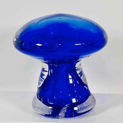 LOT 128: Cobalt Blue Glass Collection Induing a Mushroom Pitcher, Vases and Jar