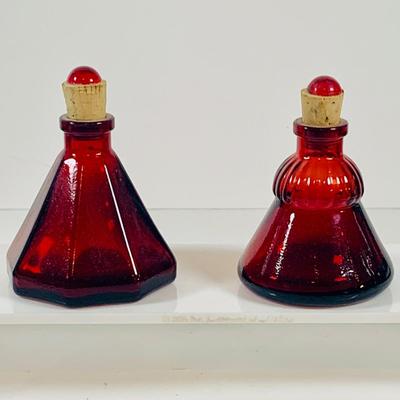 LOT 129: Collection of Wheaton Miniature Glass Bottles with Corks