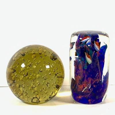 LOT 133 Art Glass Ball and Aquarium Paper Weight