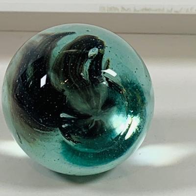 LOT 134: Set of Three (3) Art Glass Paperweights - Red and Green Apple, a Pear and Egg