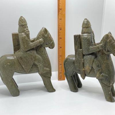 LOT 167: Pair of Carved Stone Bookends with Collection of Books