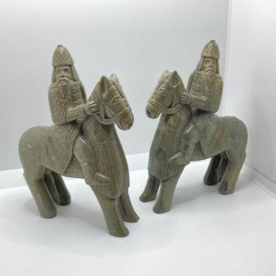 LOT 167: Pair of Carved Stone Bookends with Collection of Books