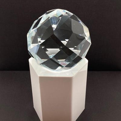 LOT 171: Round Clear Glass Prism Ball on Dragon Stand