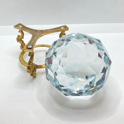 LOT 171: Round Clear Glass Prism Ball on Dragon Stand