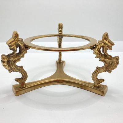 LOT 171: Round Clear Glass Prism Ball on Dragon Stand