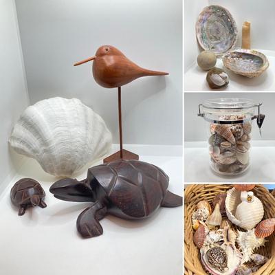 LOT 174: Seashore Collection - Gorgeous Shells and Carved Wood Decor