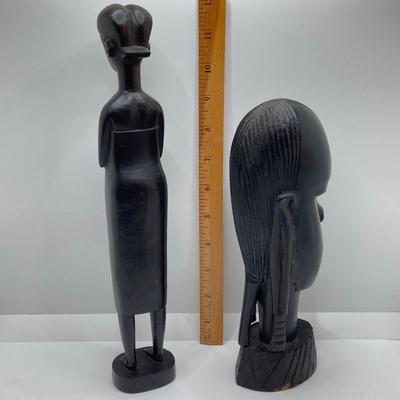 LOT 175: African Themed Collection - Carved Wooden Decor, Book and More