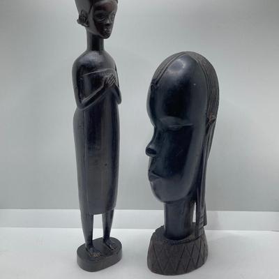 LOT 175: African Themed Collection - Carved Wooden Decor, Book and More