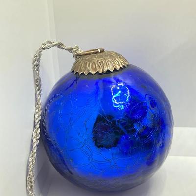 LOT 177: Vintage Blue Themed Art Glass Ornaments and More