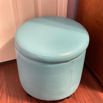 LOT 179: Pair of Pink and Blue Circular Storage Ottomans