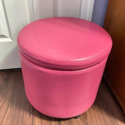 LOT 179: Pair of Pink and Blue Circular Storage Ottomans