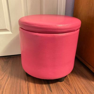 LOT 179: Pair of Pink and Blue Circular Storage Ottomans