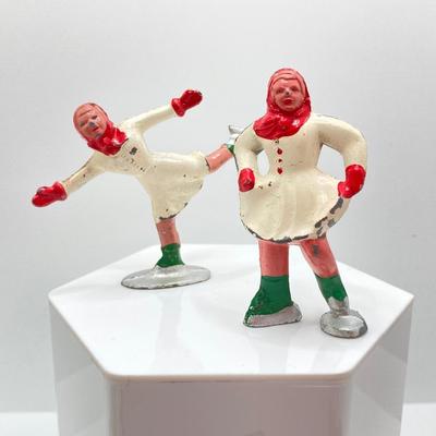 LOT 186: Vintage / Antique Metal Winter Sports Miniature Figurines