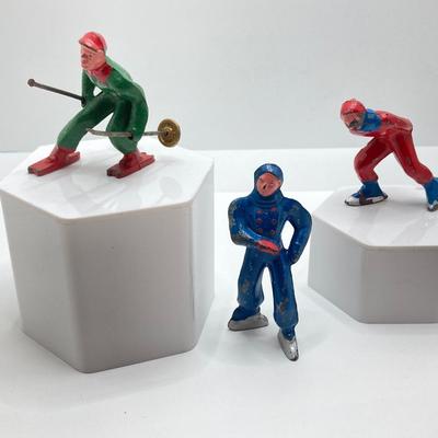 LOT 186: Vintage / Antique Metal Winter Sports Miniature Figurines