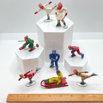 LOT 186: Vintage / Antique Metal Winter Sports Miniature Figurines