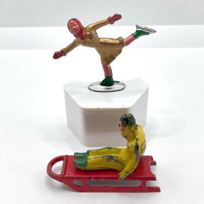 LOT 186: Vintage / Antique Metal Winter Sports Miniature Figurines
