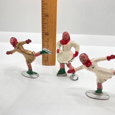 LOT 186: Vintage / Antique Metal Winter Sports Miniature Figurines