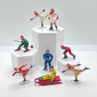 LOT 186: Vintage / Antique Metal Winter Sports Miniature Figurines