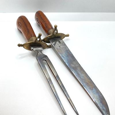 LOT 187: Knife and Fork Carving Set (India), Baoding Health Balls and Decorative Plate