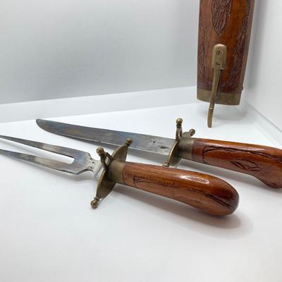 LOT 187: Knife and Fork Carving Set (India), Baoding Health Balls and Decorative Plate