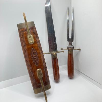 LOT 187: Knife and Fork Carving Set (India), Baoding Health Balls and Decorative Plate