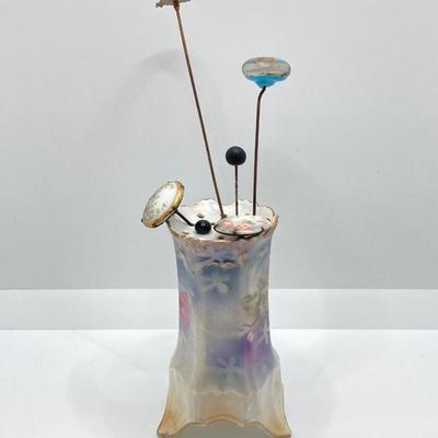 LOT 188: Prussia RS Hat Pin Holder with Collection of Vintage Hat Pins