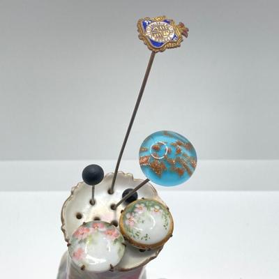 LOT 188: Prussia RS Hat Pin Holder with Collection of Vintage Hat Pins