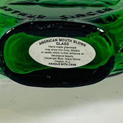 LOT 192: Blenko Glass Bottle, Two (2) Clevenger Bros. Glass Bottles, and a Glass Apple Paperweight