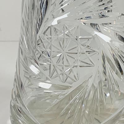 LOT 194: Large Crystal Nachtmann Crystal Vase, Large Crystal Pitcher, Crystal Basket and Art Glass Bottle