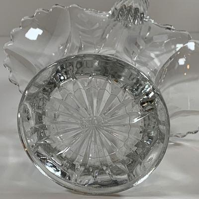LOT 194: Large Crystal Nachtmann Crystal Vase, Large Crystal Pitcher, Crystal Basket and Art Glass Bottle