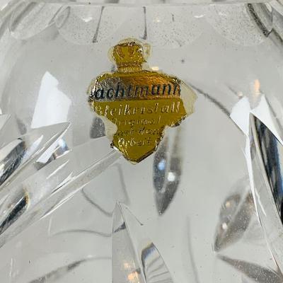 LOT 194: Large Crystal Nachtmann Crystal Vase, Large Crystal Pitcher, Crystal Basket and Art Glass Bottle