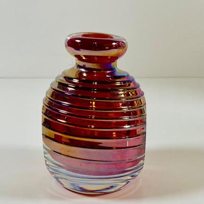 LOT 194: Large Crystal Nachtmann Crystal Vase, Large Crystal Pitcher, Crystal Basket and Art Glass Bottle