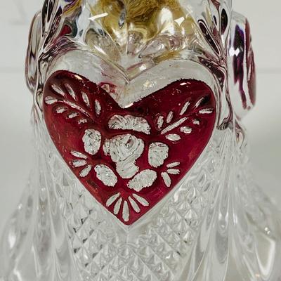 LOT 195: Bleikristal Crystal Vase, Crystal Bell with Cut Glass Heart and a Crystal Cake Dish
